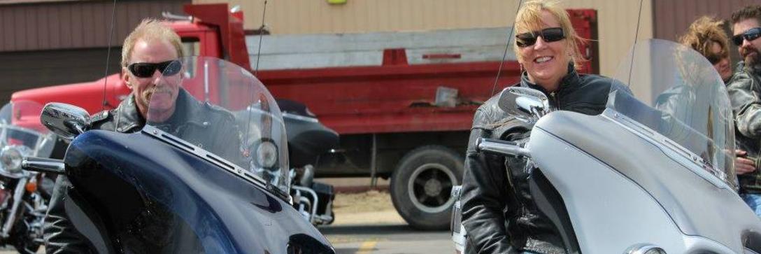Jeff and Stacey on their motorcycles