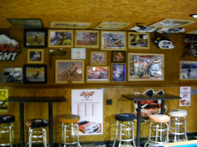 Wall of flat track racing photos and memorabilia